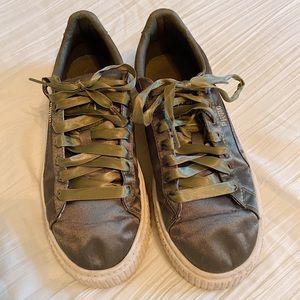 Puma Basket Platform Sneakers in Green